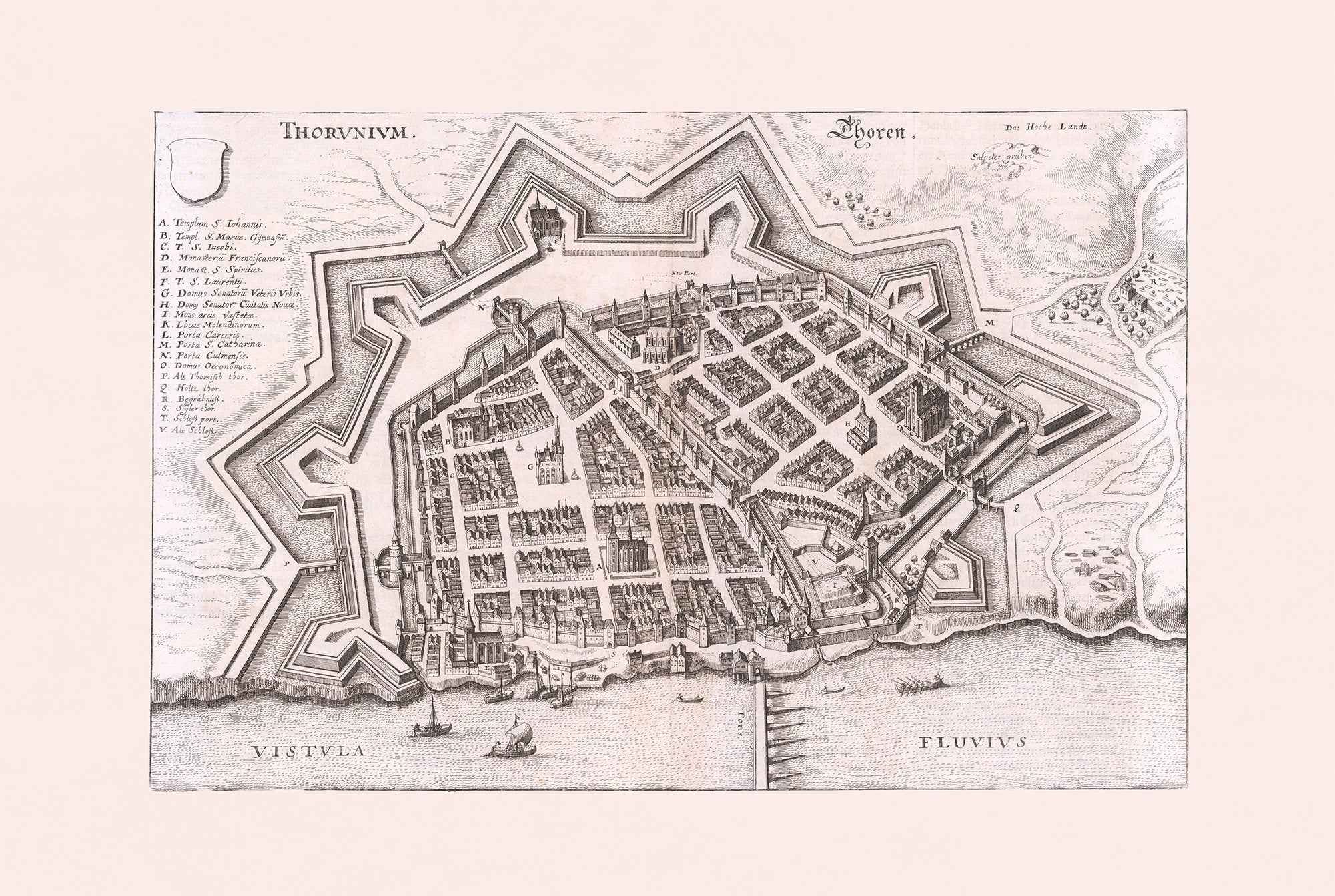 1725 Historic Toruń Engraving by Gabriel Bodenehr - Vintage Polish Decor